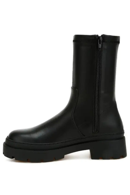 Chunky Faux Leather Calf Boots *More Colors - Shoes