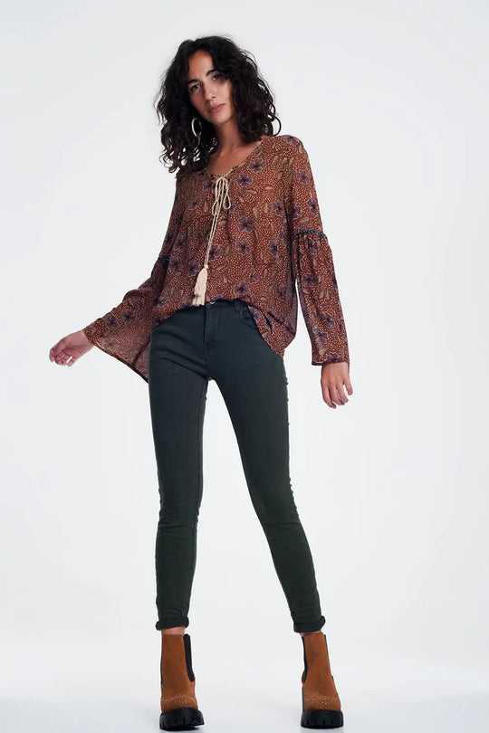 high waist skinny jeans in Khaki - Colored Jeans