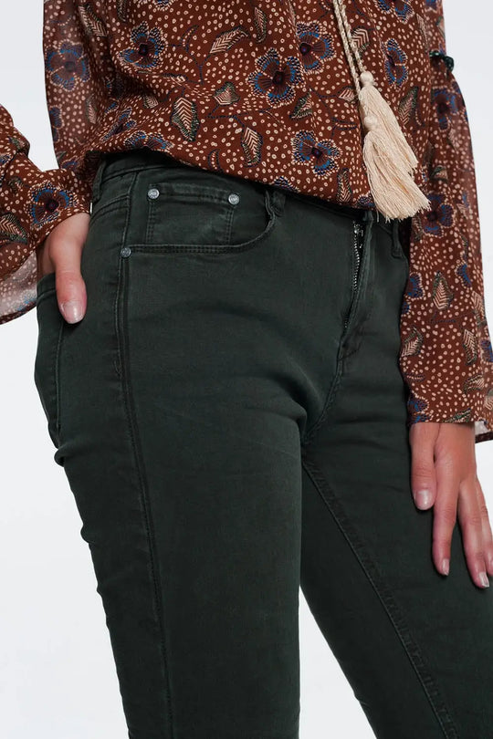 high waist skinny jeans in Khaki - Colored Jeans