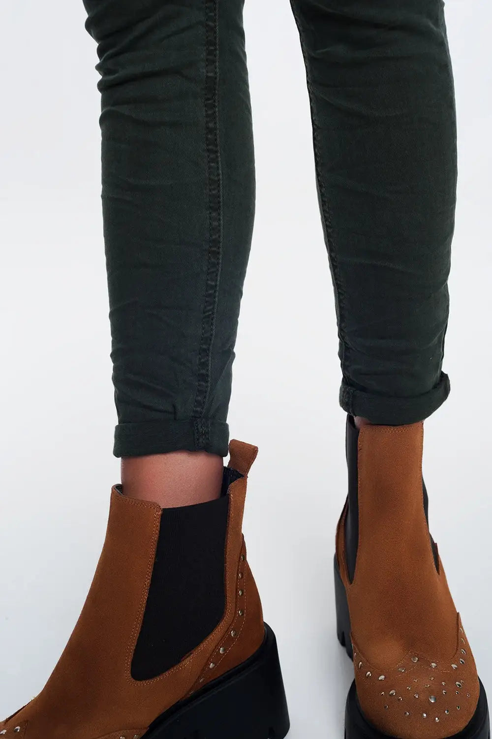 high waist skinny jeans in Khaki - Colored Jeans