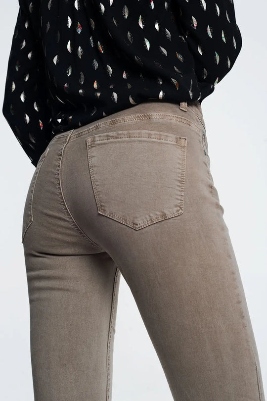 high waist skinny jeans in beige - Colored Jeans