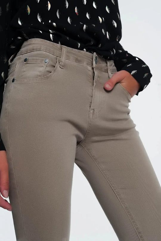 high waist skinny jeans in beige - Colored Jeans