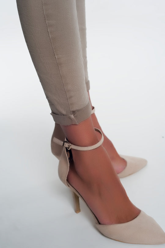 high waist skinny jeans in beige