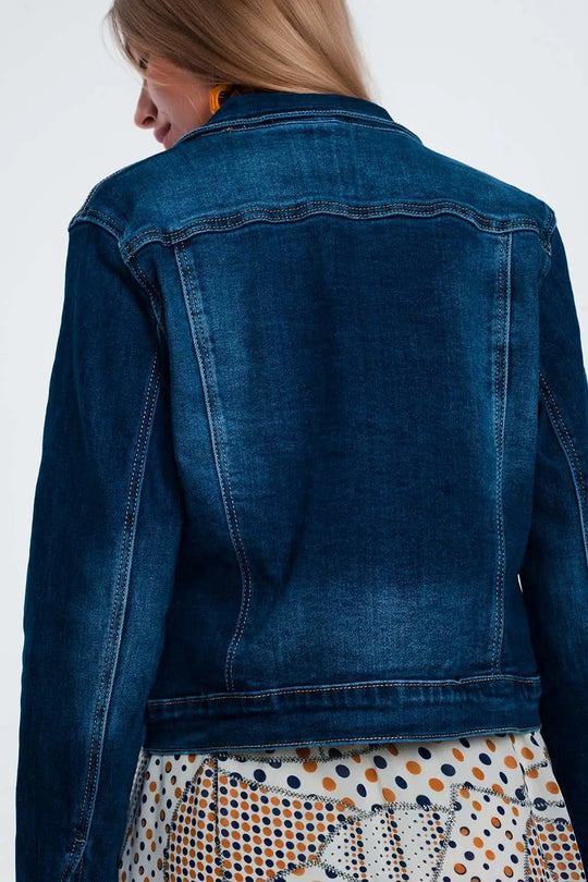 Skinny western denim jacket in mid wash - Jackets