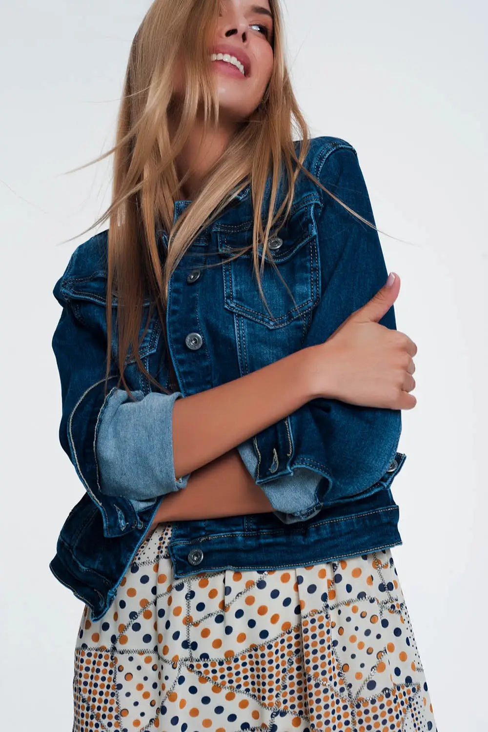 Skinny western denim jacket in mid wash - Jackets