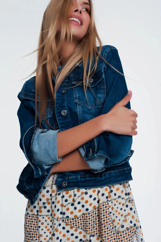 Skinny western denim jacket in mid wash - Jackets