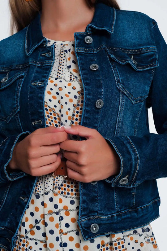 Skinny western denim jacket in mid wash - Jackets
