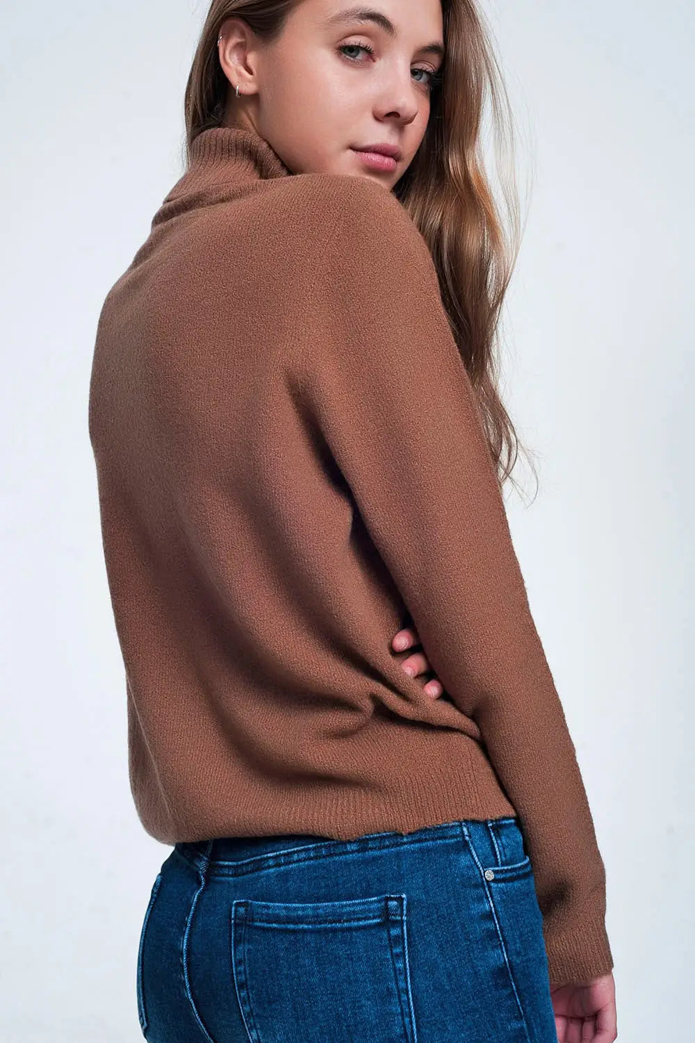 sweater with chevron detail in brown - Sweaters