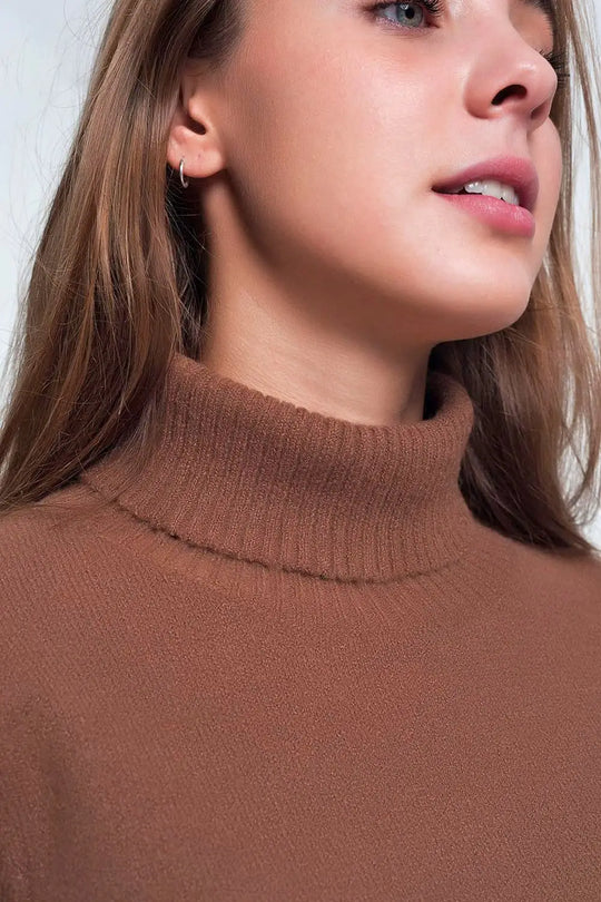 sweater with chevron detail in brown - Sweaters