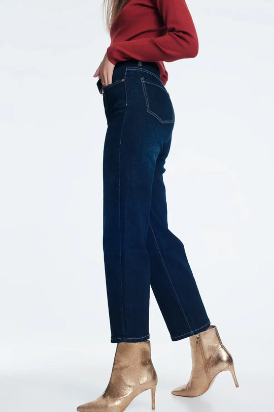 Dark blue mom jeans