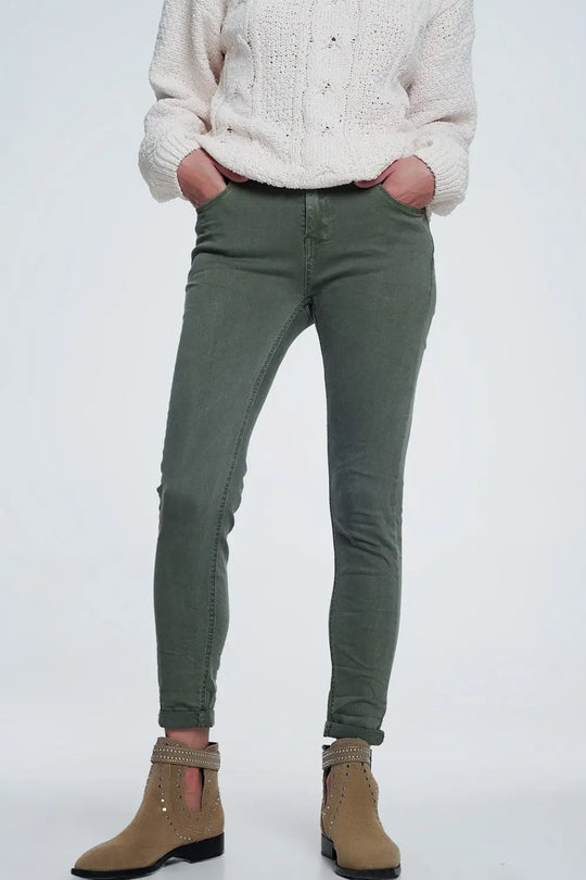 High waisted skinny jeans in green - Colored Jeans
