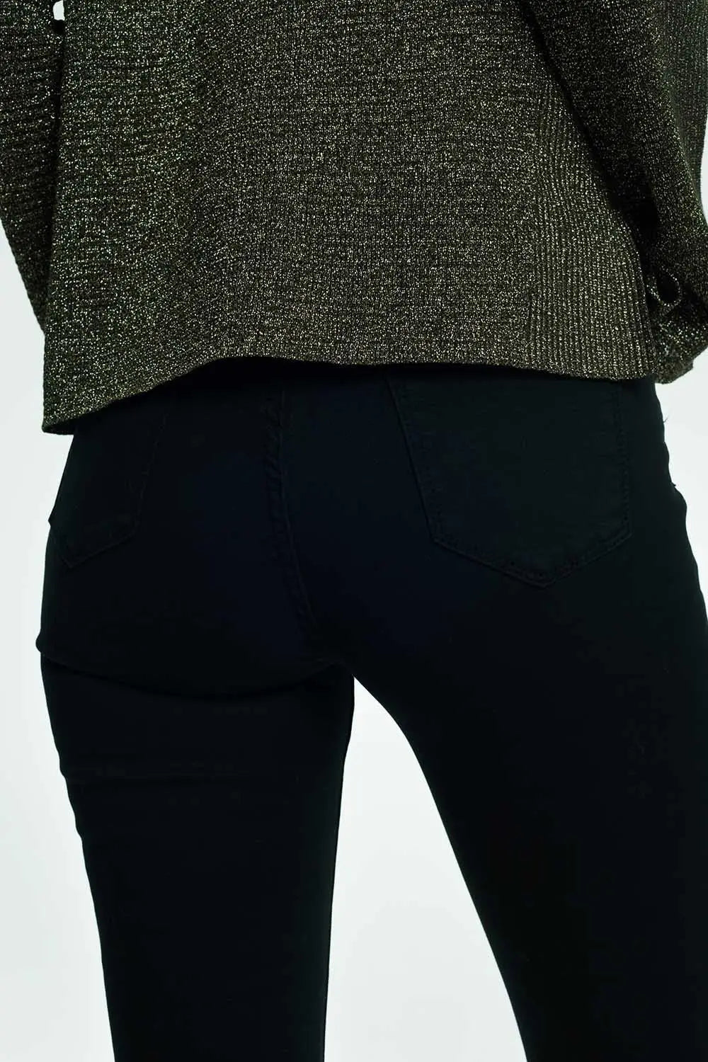 High rise raw hem flared jeans in black - Colored Jeans