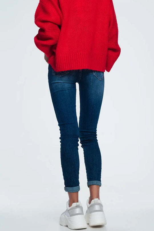 skinny jeans with wear detail