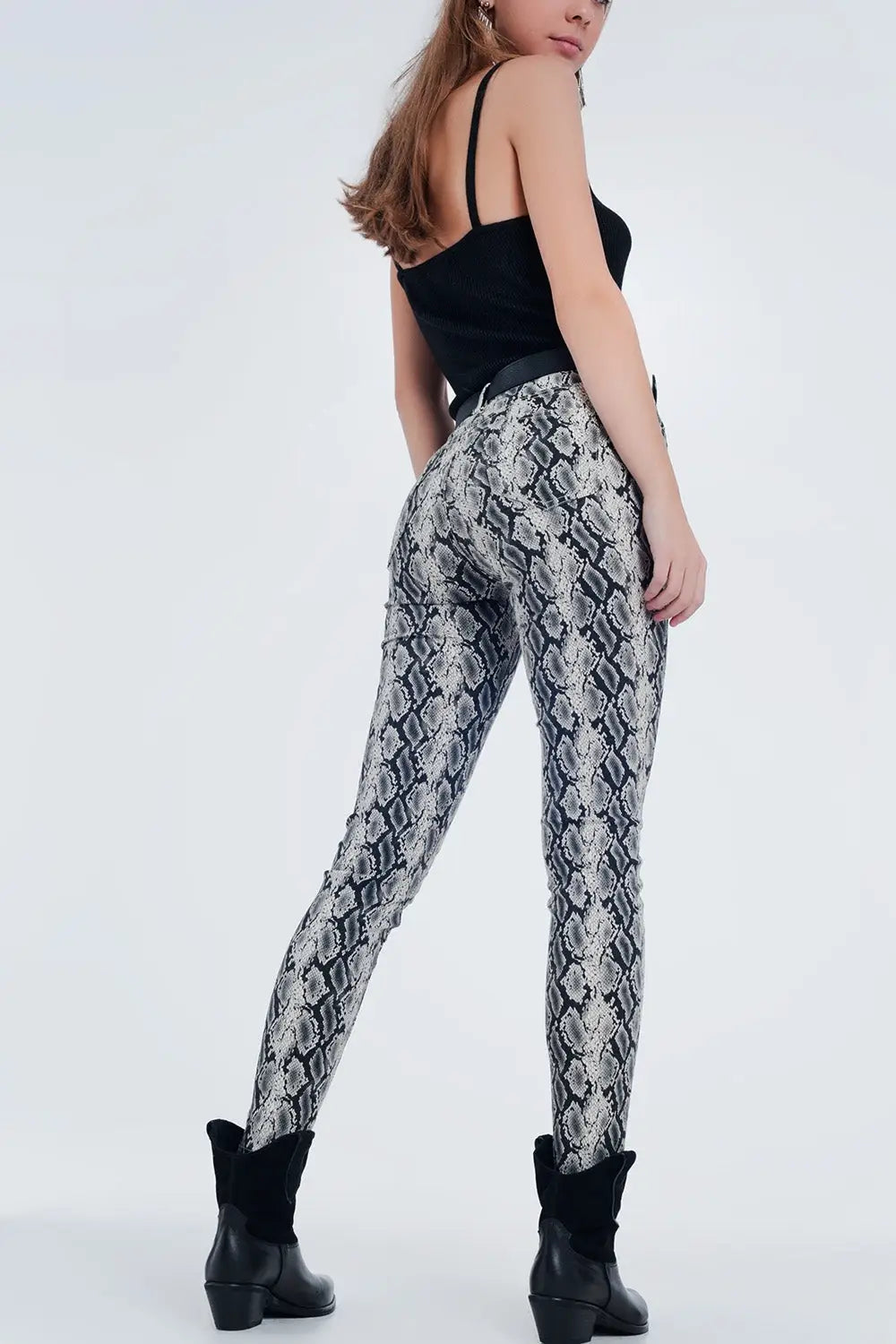 Black pants with snake print - Colored Jeans