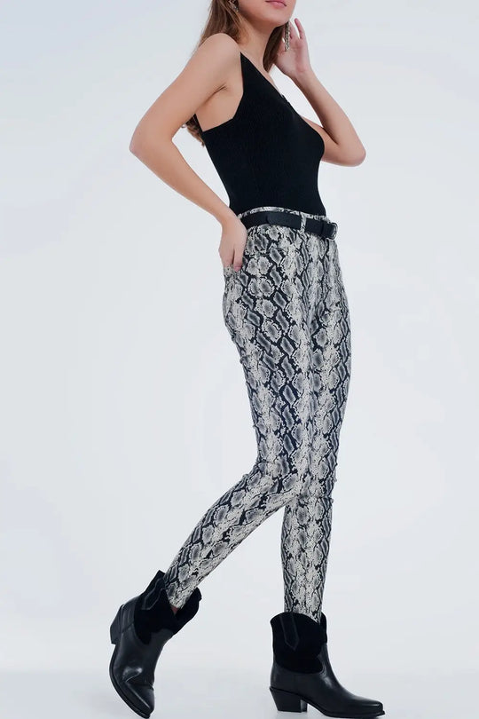 Black pants with snake print - Colored Jeans