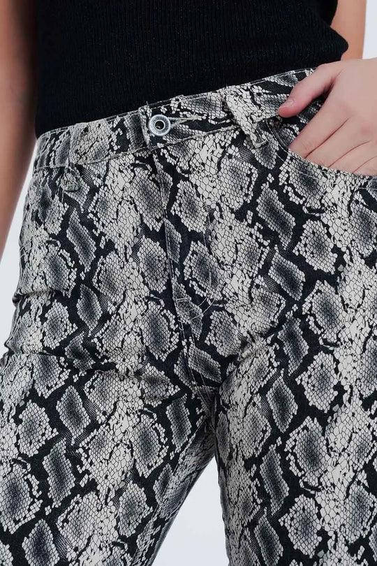 Black pants with snake print - Colored Jeans