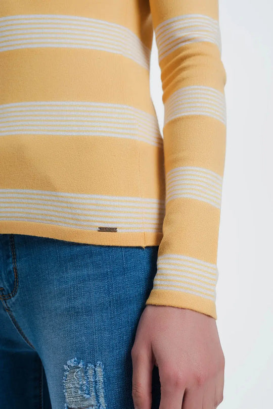 yellow striped sweater with boat neck - Sweaters