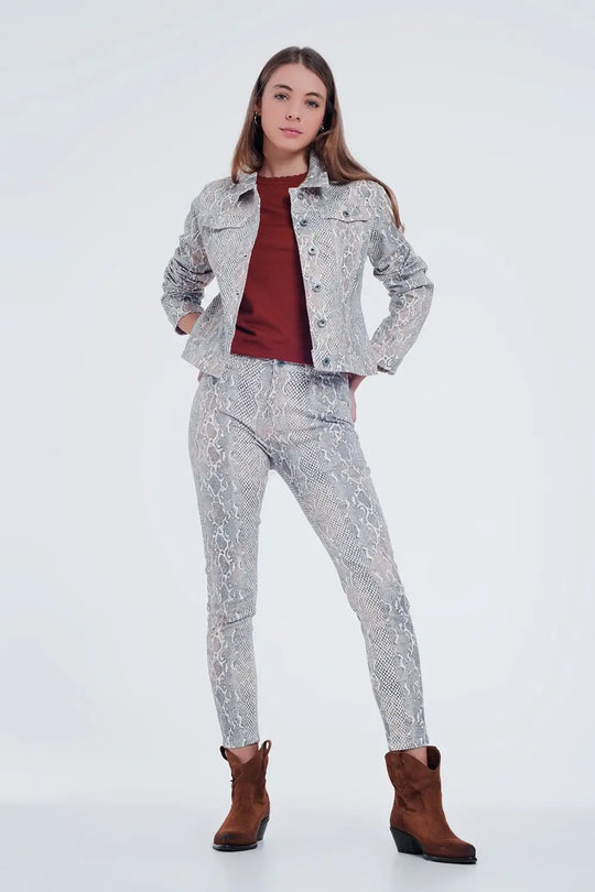 Beige jacket with snake print - Jackets