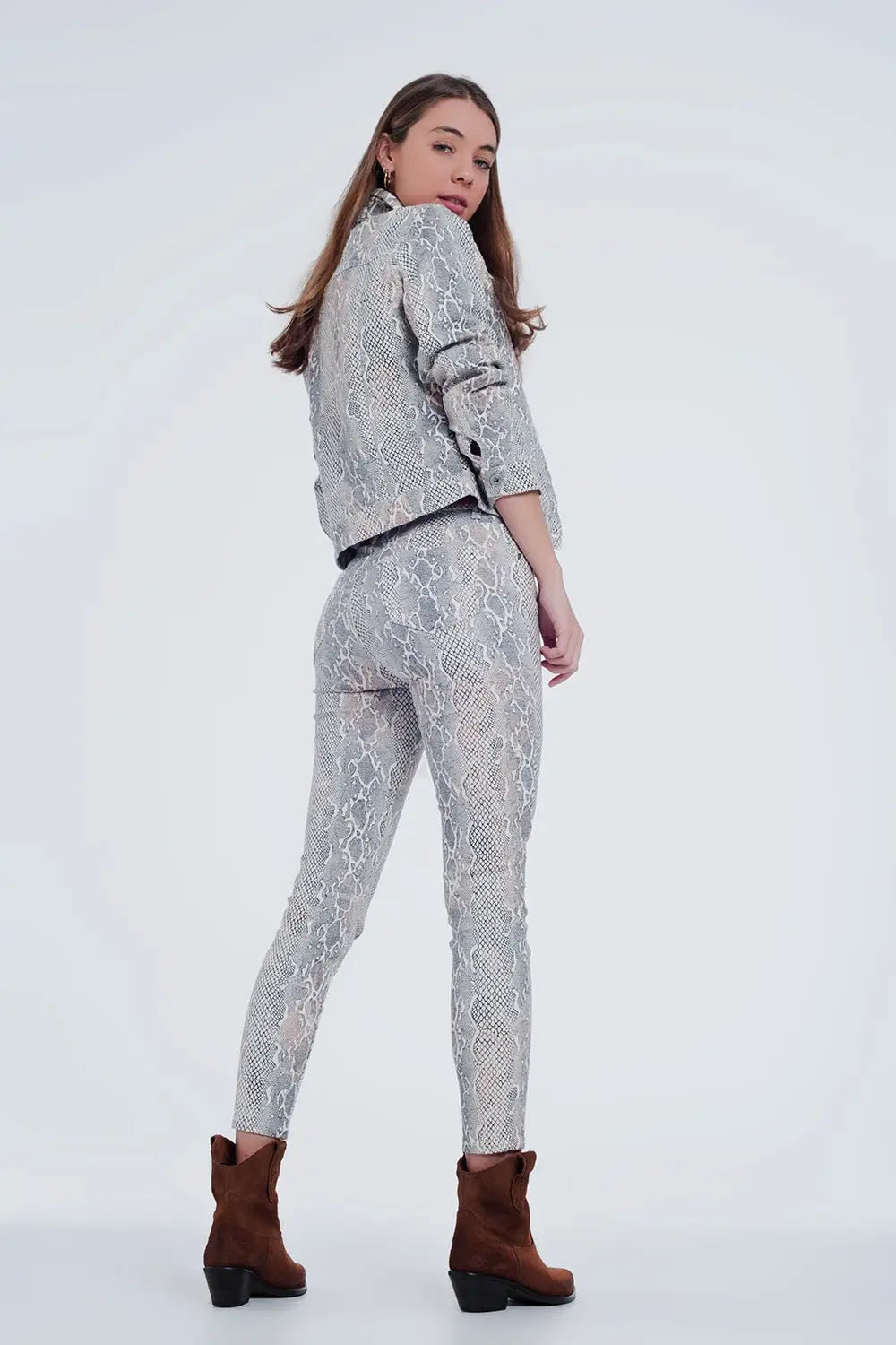 Beige jacket with snake print - Jackets