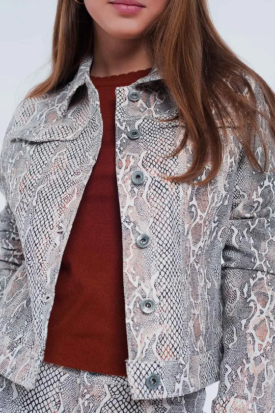 Beige jacket with snake print - Jackets