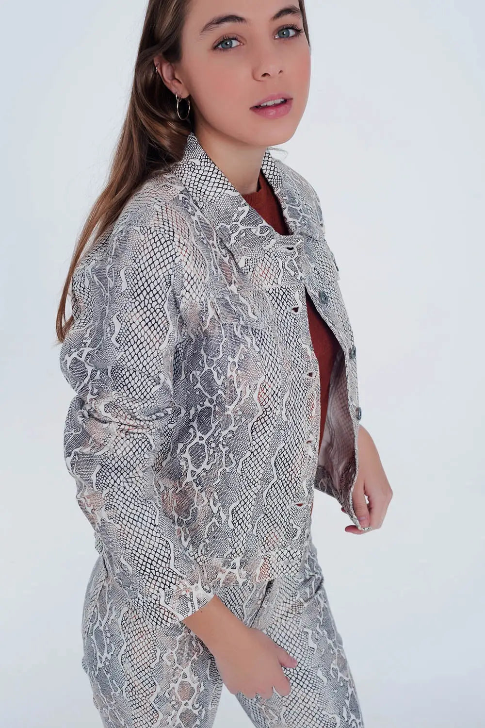 Beige jacket with snake print - Jackets