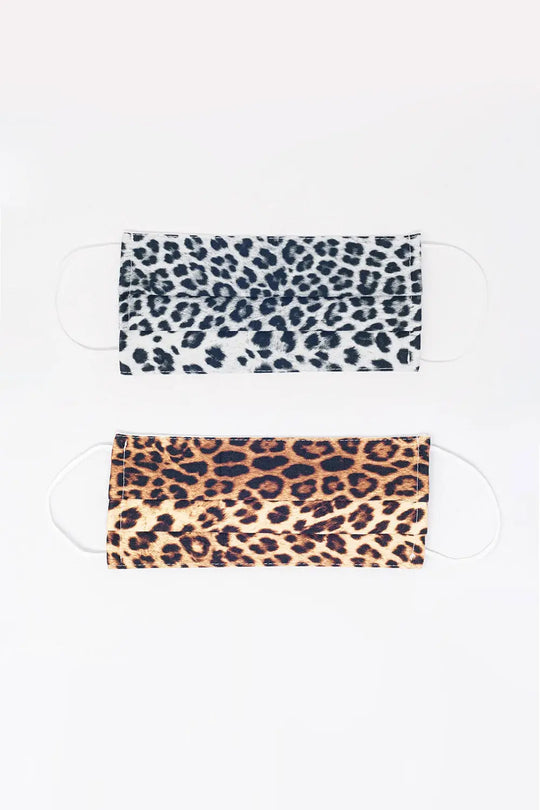 2 PACK Leopard Mix Print Mask - BROWN / ONE - Headgear