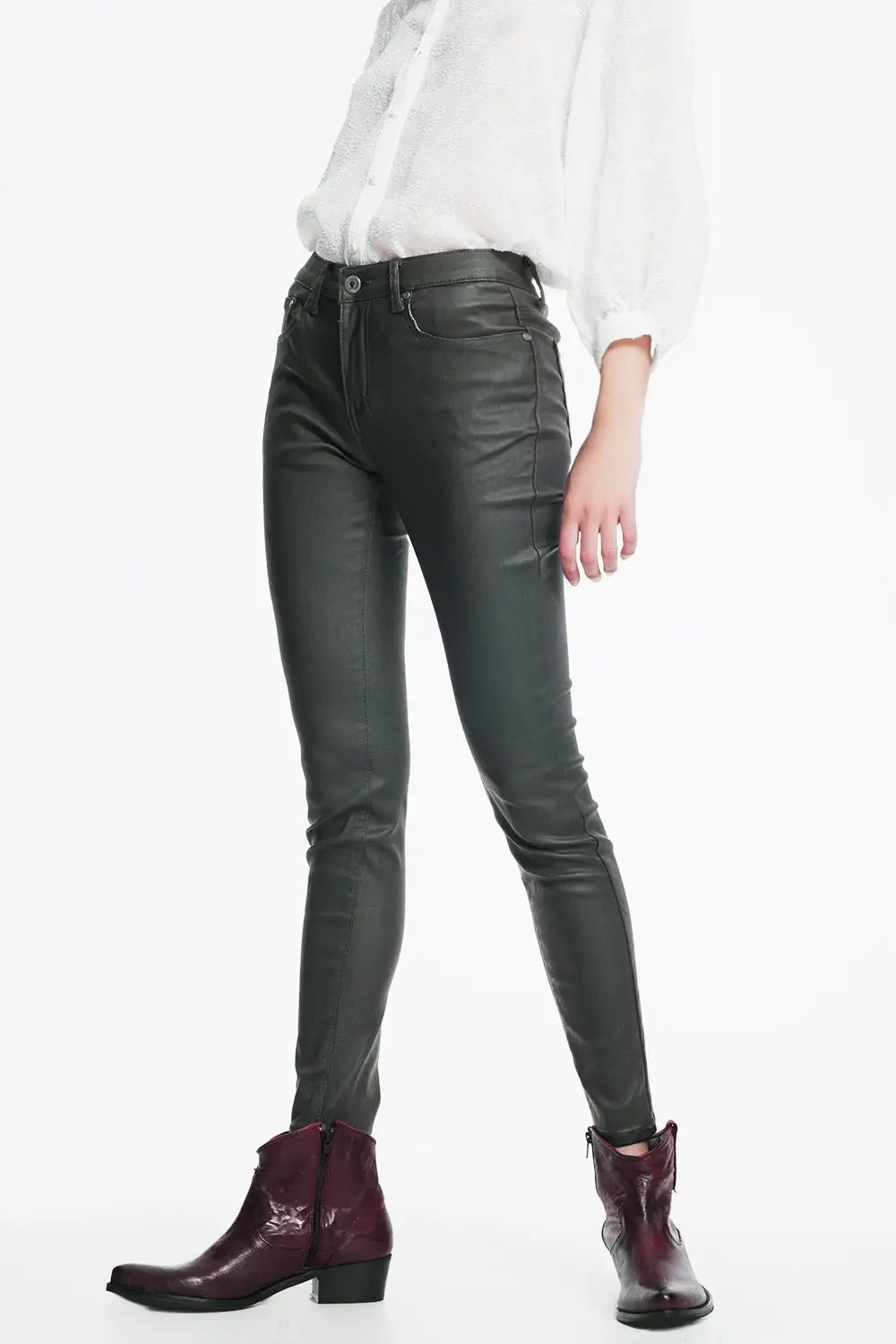 coated pants in khaki - Pants