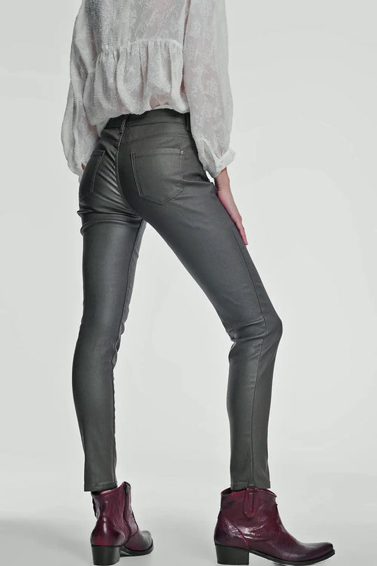 coated pants in khaki - Pants