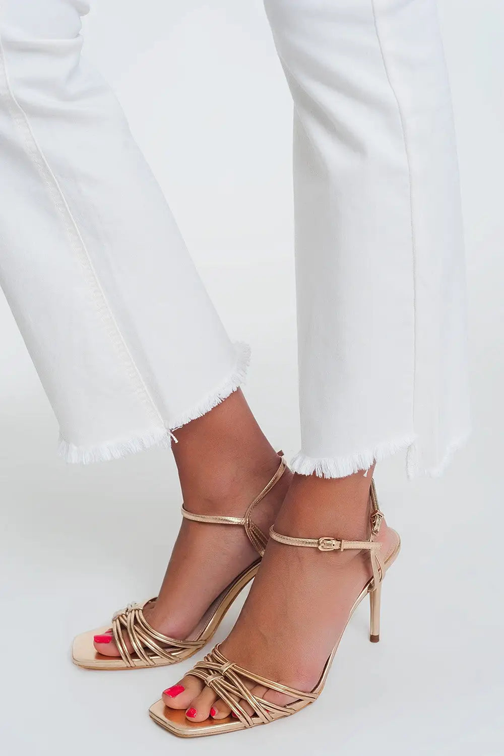 straight Pants in creme with wide ankles - Colored Jeans