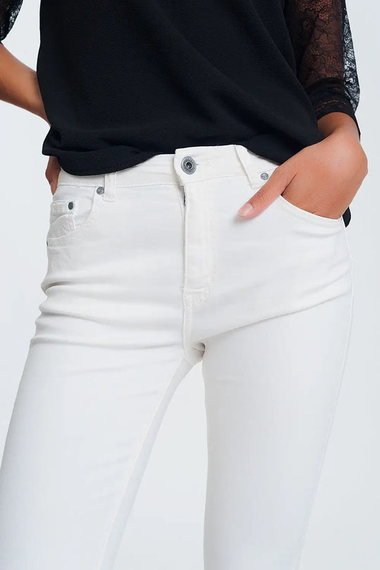 straight Pants in creme with wide ankles - Colored Jeans