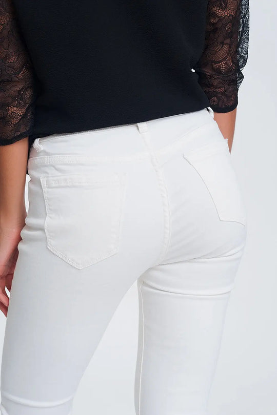 straight Pants in creme with wide ankles - Colored Jeans