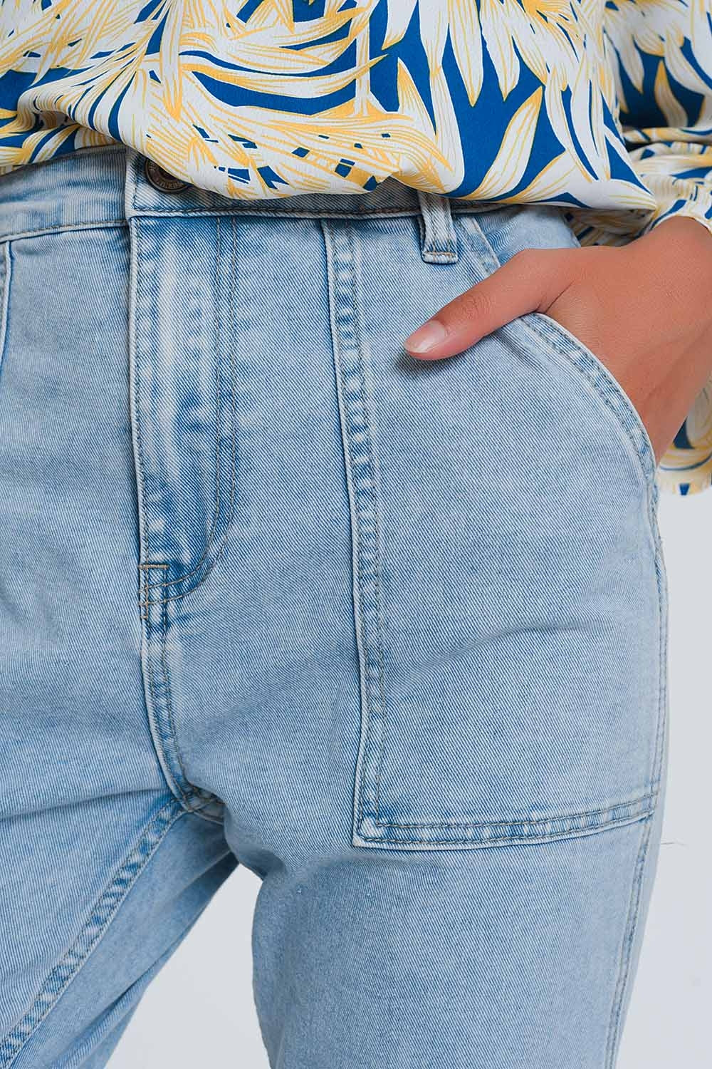 Pocket detail jeans in light denim