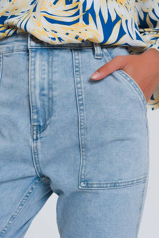 Pocket detail jeans in light denim