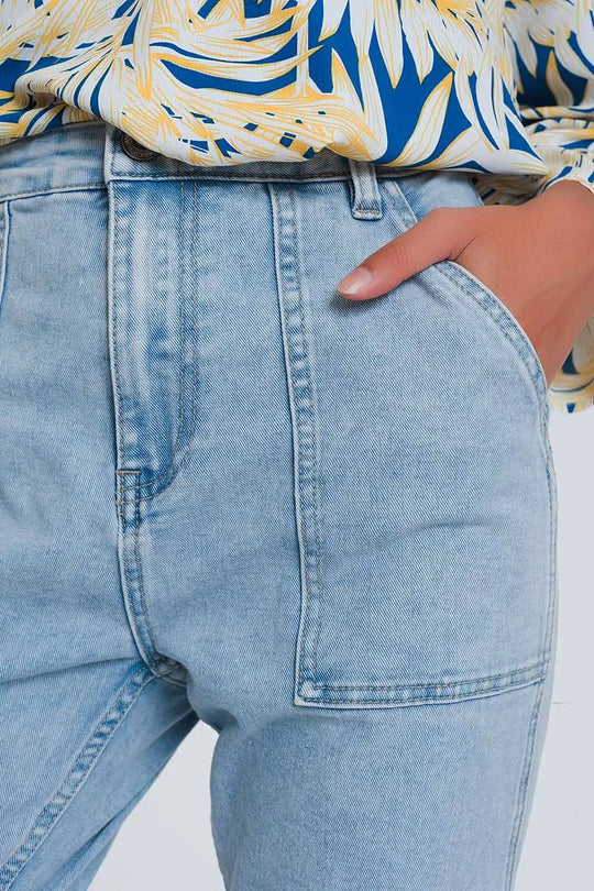 Pocket detail jeans in light denim