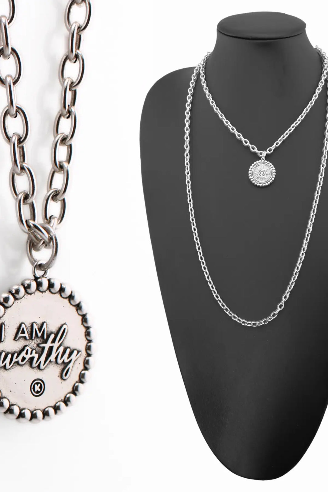 I Am Worthy Sun Essential Necklace - Silver - essential