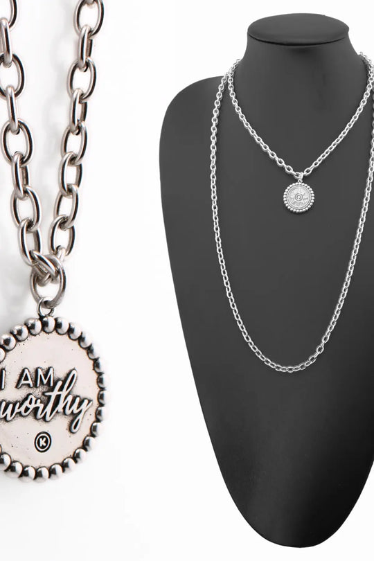 I Am Worthy Sun Essential Necklace - Silver - essential