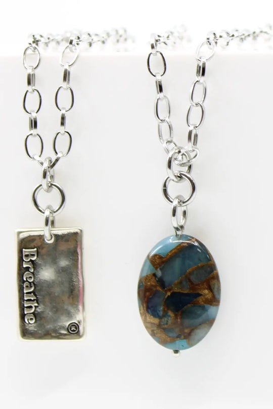 Breathe Original Lite Necklace - Silver / Aqua Quartz - original lite