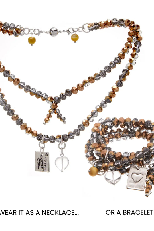 Woke Up Sexy As Hell Again Heart Crystal Boho Wrap Bracelet/Necklace - crystal boho