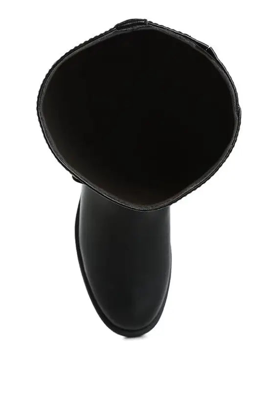 Kiang Metal Chain Link Detail Calf Boots