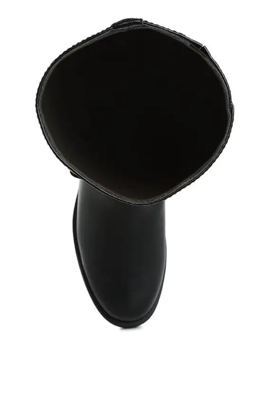 Kiang Metal Chain Link Detail Calf Boots