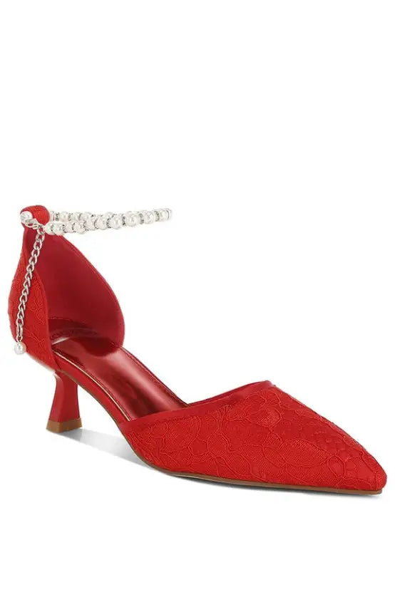 Laika Lace Kitten Heel Sandals *Also in Black - Red / US-5 / UK-3 / EU-36 - Shoes