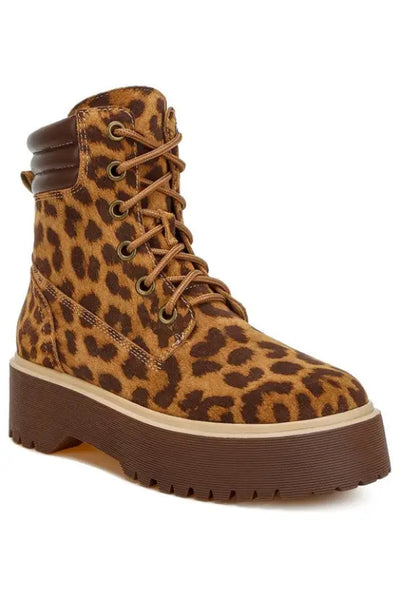 Ujola High Ankle Leopard Print Suede Boots - Leopard / US-5 / UK-3 / EU-36
