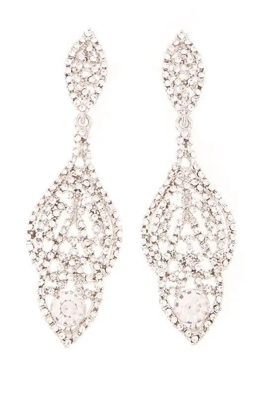 Rhinestone Linear Drop Earrings - SILVER CLEAR/SVCL / Os - Jewelry
