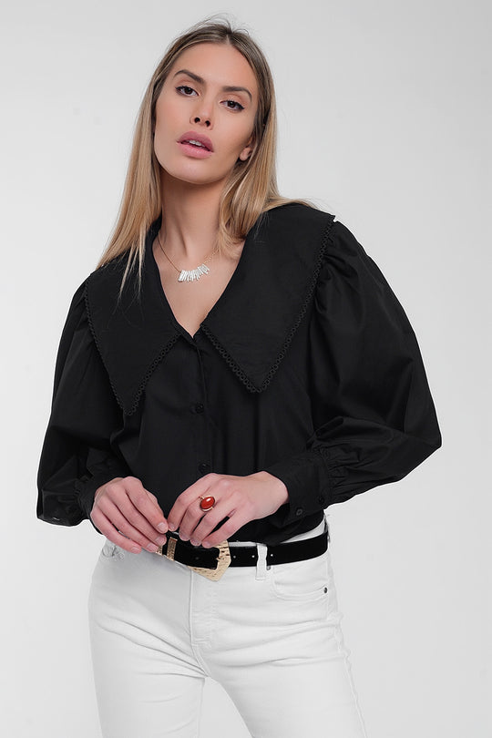 Oversized collared shirt in black