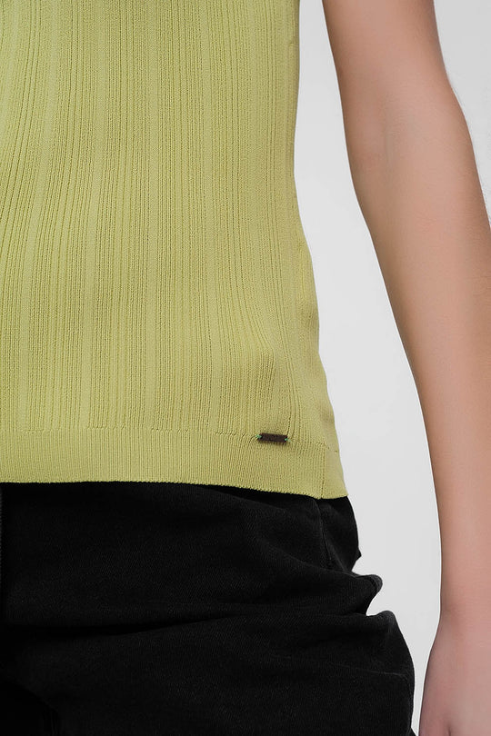 Scoop neck jumper with short sleeve in green