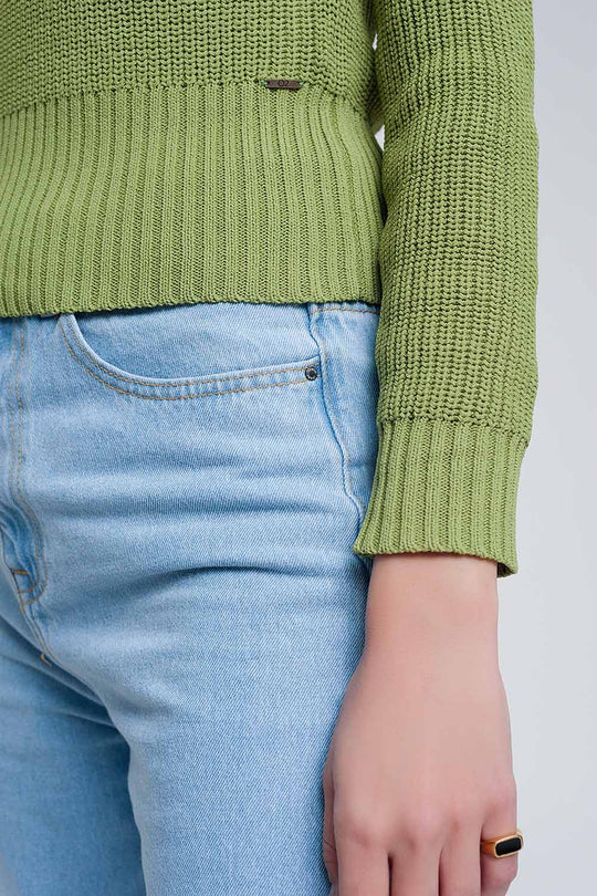Crochet knit jumper in green