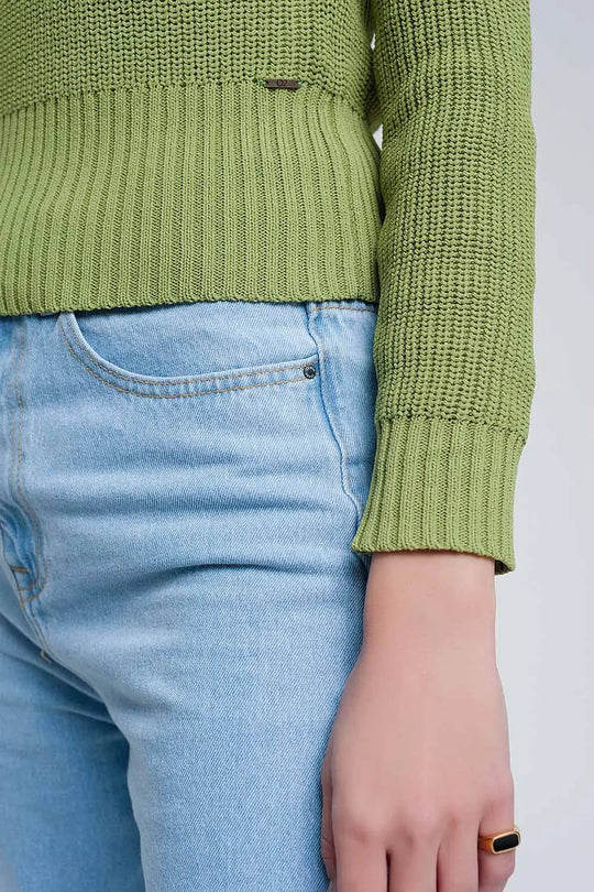 Crochet knit jumper in green - Sweaters