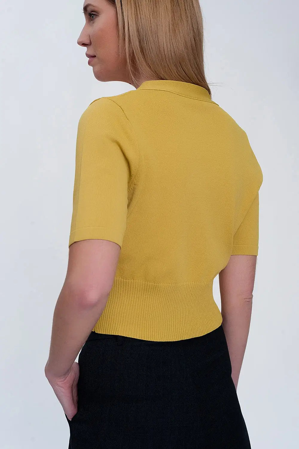 knit button through cardi top in green - Tops Sweaters
