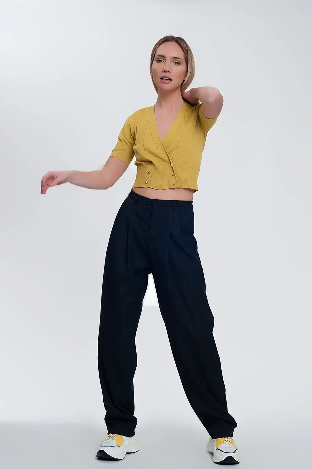 knit button through cardi top in green - Tops Sweaters