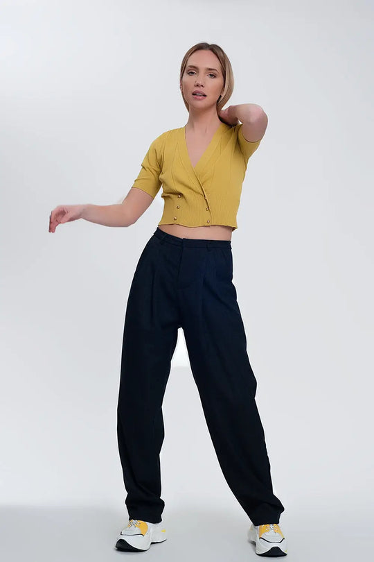 knit button through cardi top in green - Tops Sweaters